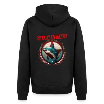 Shark Shark Attack Gift - Unisex Premium Organic Zip Hoodie - black - Back - Nico (187cm)