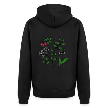 Forêt Vert Herbes sauvages Plantes forestières Plantes sauvages - Veste à capuche bio Premium Unisexe - noir - Dos - Nico (187cm)