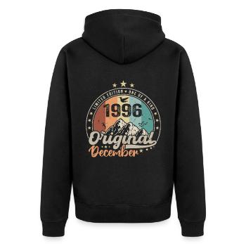 Décembre 1996 Cadeau Anniversaire - Decembre 1996 - Veste à capuche bio Premium Unisexe - noir - Dos - Nico (187cm)