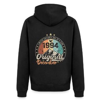 Décembre 1994 Cadeau Anniversaire - Decembre 1994 - Veste à capuche bio Premium Unisexe - noir - Dos - Nico (187cm)