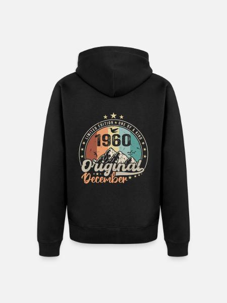 Dezember 1960 Geburtstagsgeschenk - Dezember 1960 - Unisex Premium Bio Zip Hoodie - Schwarz