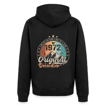 Décembre 1972 Cadeau Anniversaire - Decembre 1972 - Veste à capuche bio Premium Unisexe - noir - Dos - Nico (187cm)