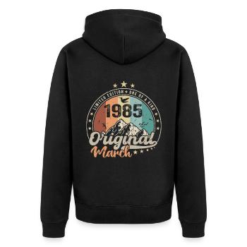 Cadeau D'anniversaire Nées En Mars 1985 Retro 1985 - Veste à capuche bio Premium Unisexe - noir - Dos - Nico (187cm)