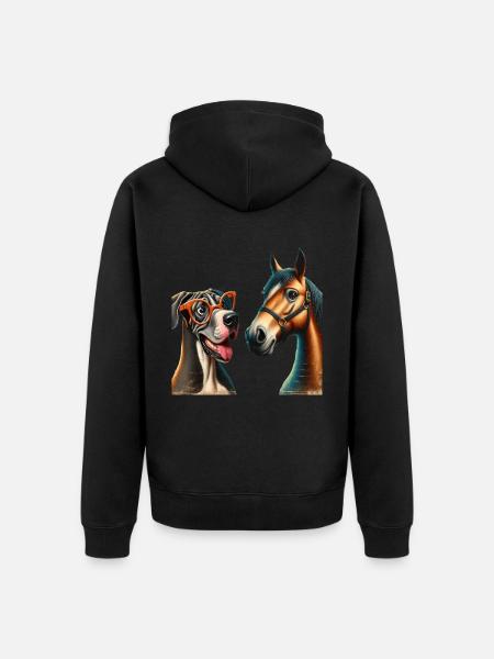 Hipster Pals Portraiture - Unisex Premium Organic Zip Hoodie - black