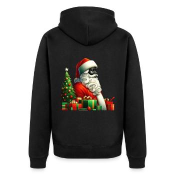 Weihnachtsjubel des Weihnachtsmanns - Unisex Premium Bio Zip Hoodie - Schwarz - Hinten - Nico (187cm)