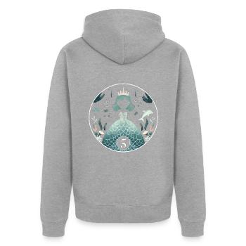 Magie de la princesse sirène - Veste à capuche bio Premium Unisexe - gris chiné - Dos - Nico (187cm)