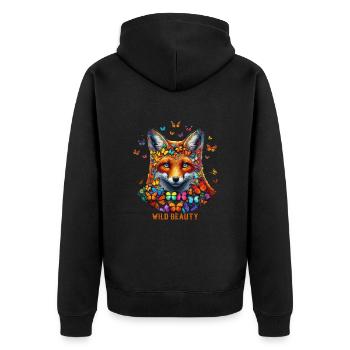Fox & Flutter Charm - Unisex Premium Organic Zip Hoodie - black - Back - Nico (187cm)