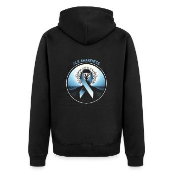 ALS Ribbon Hope - Unisex Premium Organic Zip Hoodie - black - Back - Nico (187cm)