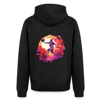 Magic basketball shot against the background of the sunset - Unisex Premium Organic Zip Hoodie - black - Back - Nico (187cm)