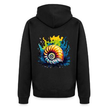 Geologie - Fossil - Unisex Premium Bio Zip Hoodie - Schwarz - Hinten - Nico (187cm)