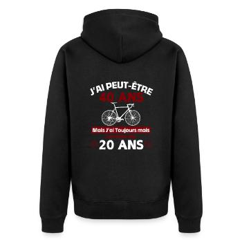 Anniversaire 40 ans pour un cycliste cadeau vélo - Veste à capuche bio Premium Unisexe - noir - Dos - Nico (187cm)