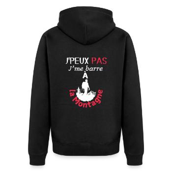 Ich kann nicht, ich gehe in die Berge - Unisex Premium Bio Zip Hoodie - Schwarz - Hinten - Nico (187cm)