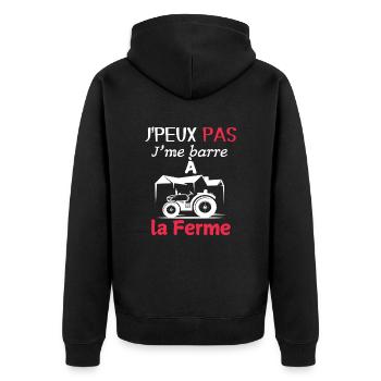J'peux pas, j'me barre à la ferme - Veste à capuche bio Premium Unisexe - noir - Dos - Nico (187cm)