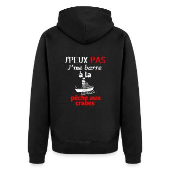 Marine Humour – Ich gehe Krabbenfischen - Unisex Premium Bio Zip Hoodie - Schwarz - Hinten - Nico (187cm)