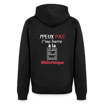 Humour Reading – I'm Going to the Library - Unisex Premium Organic Zip Hoodie - black - Back - Nico (187cm)