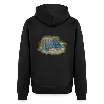 Horned dinosaurs - Unisex Premium Organic Zip Hoodie - black - Back - Nico (187cm)