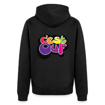 IT'S PHEW - Unisex Premium Organic Zip Hoodie - black - Back - Nico (187cm)