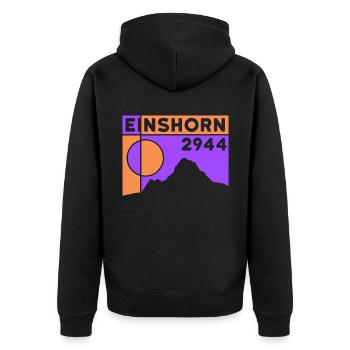 Einshorn Finisher Mountain Hiking Hike Ski Touring - Unisex Premium Organic Zip Hoodie - black - Back - Nico (187cm)
