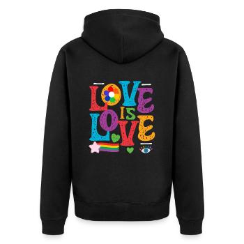 LOVE is Love LGBTQ Rainbow Pride - Unisex Premium Organic Zip Hoodie - black - Back - Nico (187cm)