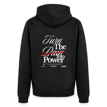 Turn Pain Into Strength - Streetwear - Unisex Premium Organic Zip Hoodie - black - Back - Nico (187cm)