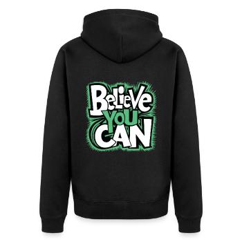 Croyez que vous pouvez - courage, force, confiance en soi - Veste à capuche bio Premium Unisexe - noir - Dos - Nico (187cm)