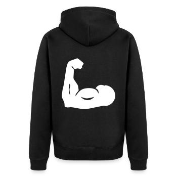 Icône d’haltère musculaire - Veste à capuche bio Premium Unisexe - noir - Dos - Nico (187cm)