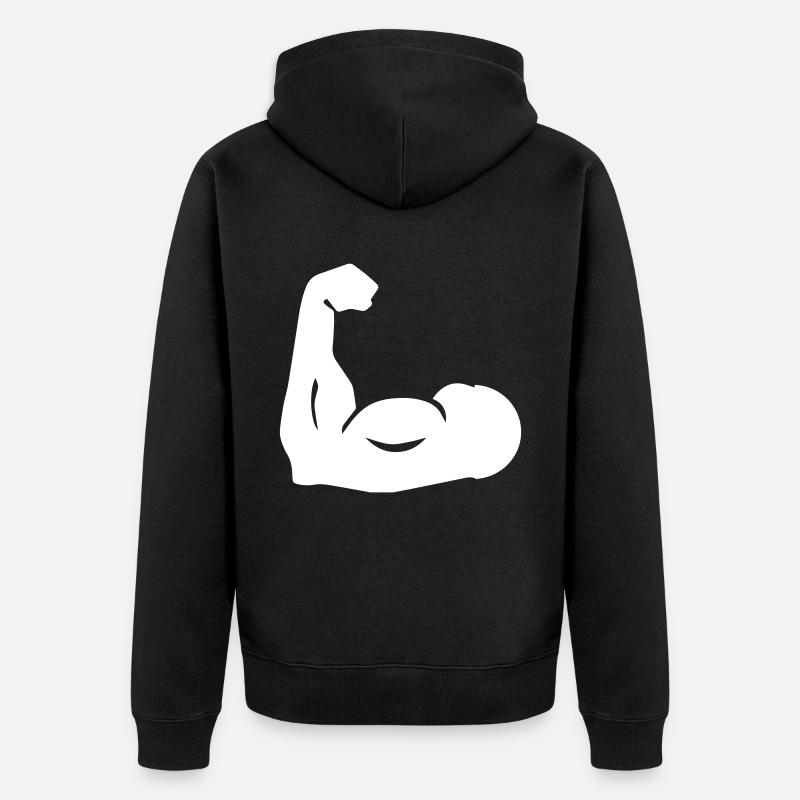 Icône d’haltère musculaire - Veste à capuche bio Premium Unisexe - noir