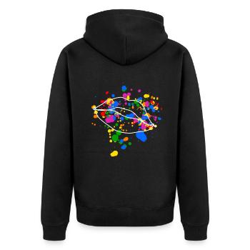 Volle LGBT Pride Lippen mit bunten Farbklecksen - Unisex Premium Bio Zip Hoodie - Schwarz - Hinten - Nico (187cm)