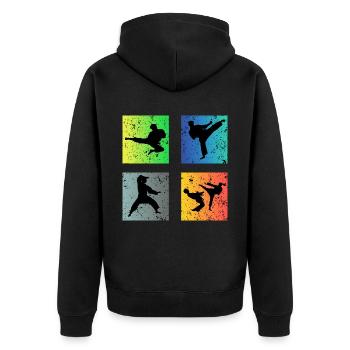 Karate - Unisex Premium Bio Zip Hoodie - Schwarz - Hinten - Nico (187cm)