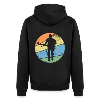 Field hockey hockey player "retro hockey star" - Unisex Premium Organic Zip Hoodie - black - Back - Nico (187cm)