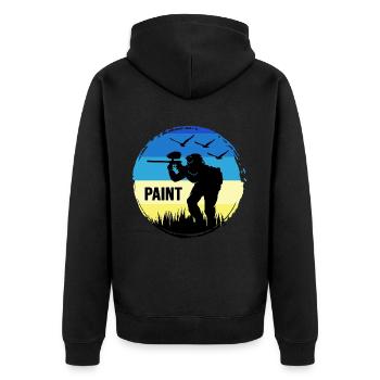 Paintball Paintballspieler Gotcha-world - Unisex Premium Bio Zip Hoodie - Schwarz - Hinten - Nico (187cm)