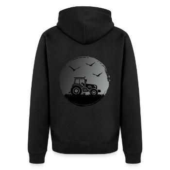 Tractor Tractor driver "Harvest in the moonlight" - Unisex Premium Organic Zip Hoodie - black - Back - Nico (187cm)