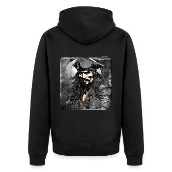 Capitaine de marin boucanier pirate sinistre - Veste à capuche bio Premium Unisexe - noir - Dos - Nico (187cm)