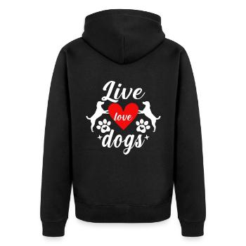 Leben Liebe Hunde - Unisex Premium Bio Zip Hoodie - Schwarz - Hinten - Nico (187cm)