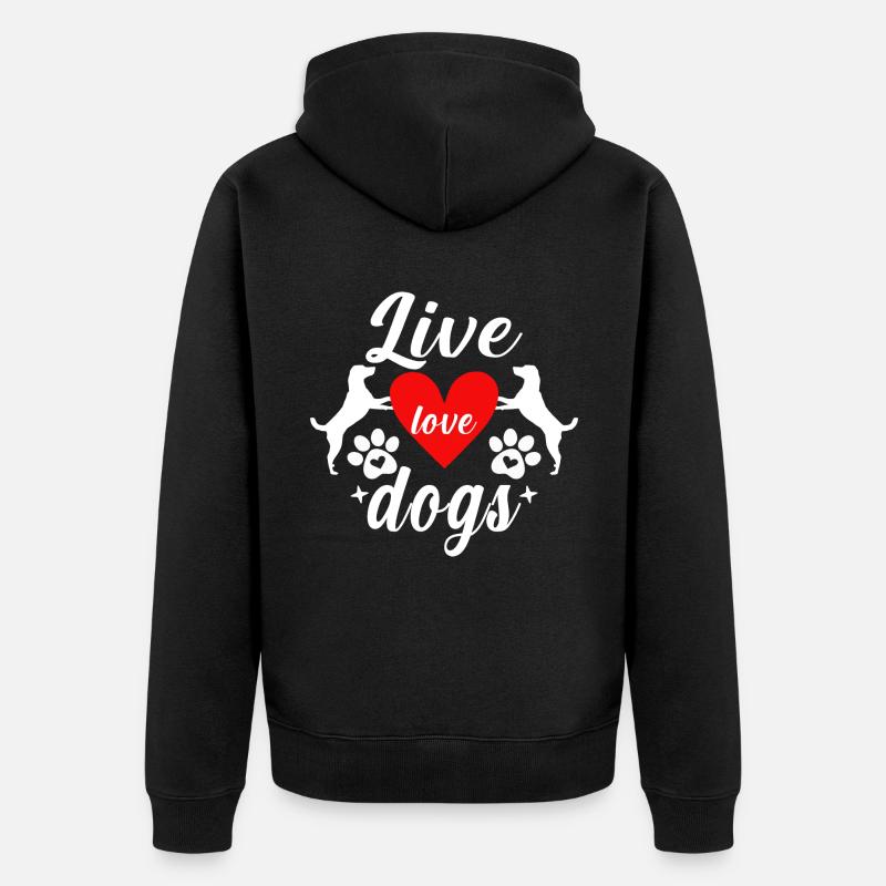 Leben Liebe Hunde - Unisex Premium Bio Zip Hoodie - Schwarz
