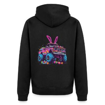 Monster Truck Easter Bunny Easter Monster Truck - Unisex Premium Organic Zip Hoodie - black - Back - Nico (187cm)