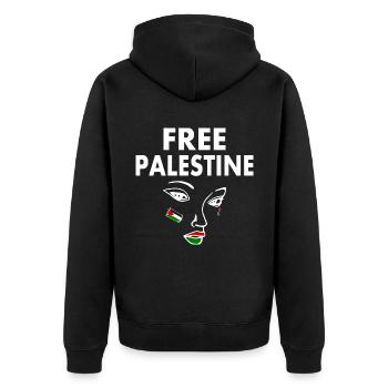 Free palestine - Unisex Premium Organic Zip Hoodie - black - Back - Nico (187cm)