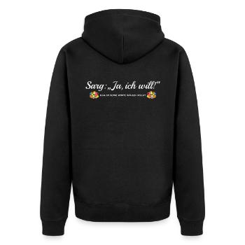 Coffin Yes, I do, funny saying bachelor party, marriage - Unisex Premium Organic Zip Hoodie - black - Back - Nico (187cm)
