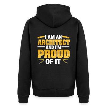 Architekt - Unisex Premium Bio Zip Hoodie - Schwarz - Hinten - Nico (187cm)