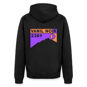 Vanil Noir Berg Besteigung Wandern Trekking Tour - Unisex Premium Bio Zip Hoodie - Schwarz - Hinten - Nico (187cm)