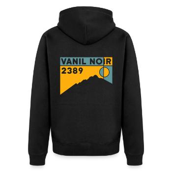 Tour Vanil Noir Besteigung Wanderung Umrundung - Unisex Premium Bio Zip Hoodie - Schwarz - Hinten - Nico (187cm)