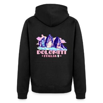 Dolomiti Italia Dolomites Three Peaks souvenir - Unisex Premium Organic Zip Hoodie - black - Back - Nico (187cm)