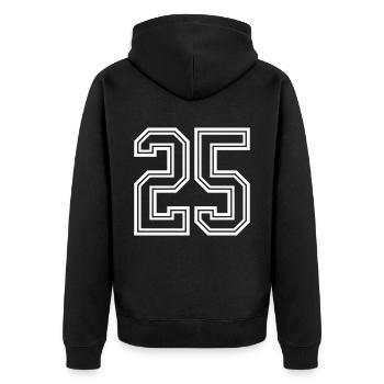 25 Zahl symbol - Unisex Premium Bio Zip Hoodie - Schwarz - Hinten - Nico (187cm)