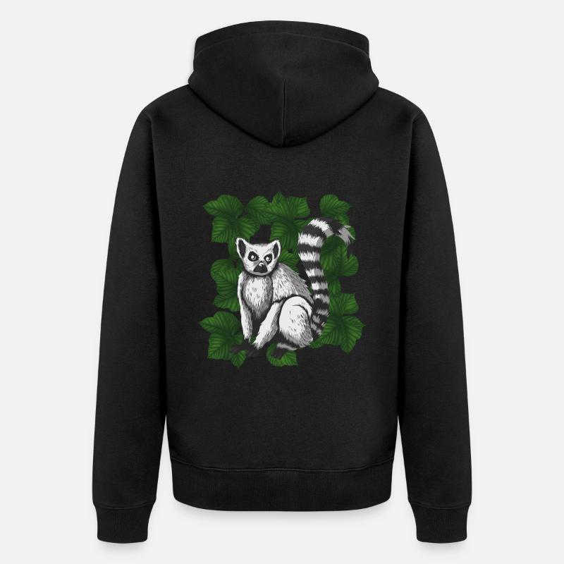 Lémurien rétro - Veste à capuche bio Premium Unisexe - noir