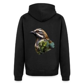 Quail - Unisex Premium Organic Zip Hoodie - black - Back - Nico (187cm)