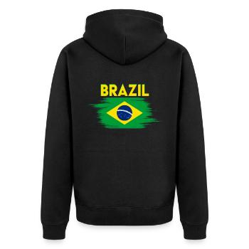 Drapeau du Brésil , Maillot du Brésil, Basilic - Veste à capuche bio Premium Unisexe - noir - Dos - Nico (187cm)