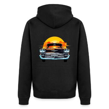 Sun Set Chevy - Unisex Premium Organic Zip Hoodie - black - Back - Nico (187cm)