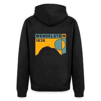 Wendelstein Finisher Wanderung Wandern Klettern - Unisex Premium Bio Zip Hoodie - Schwarz - Hinten - Nico (187cm)