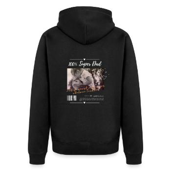 Super Dad by Pandido - Unisex Premium Bio Zip Hoodie - Schwarz - Hinten - Nico (187cm)