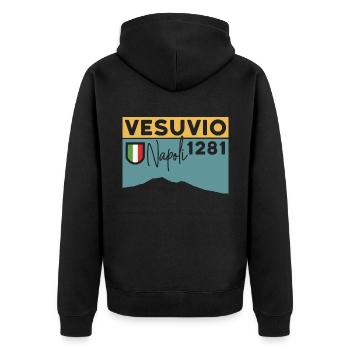 Wandern Vesuv Vesuvio Neapel Vulkan Berg Souvenir - Unisex Premium Bio Zip Hoodie - Schwarz - Hinten - Nico (187cm)
